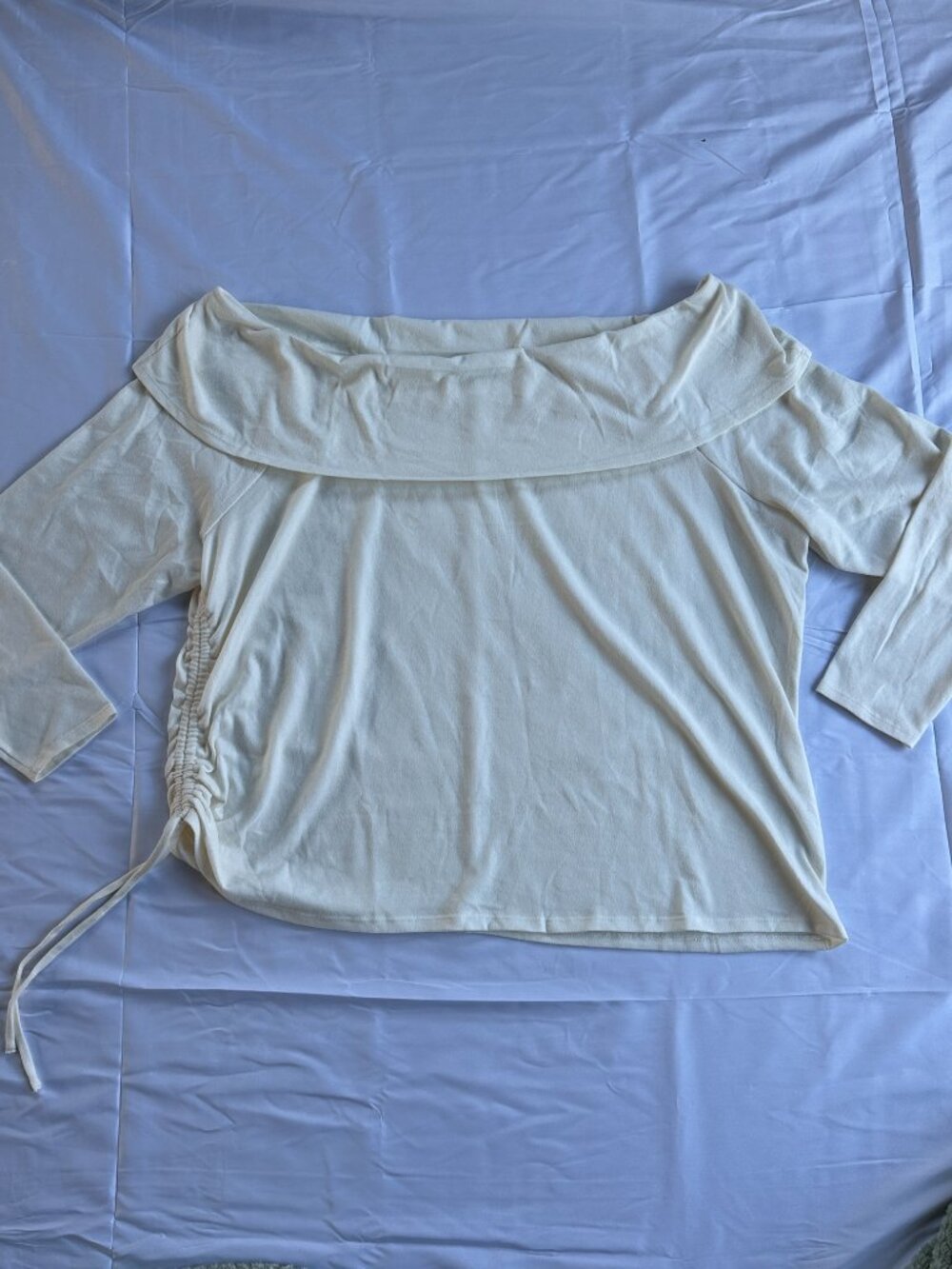 Lane Bryant Off-Shoulder Ruched Side Top Cream - Size 26/28